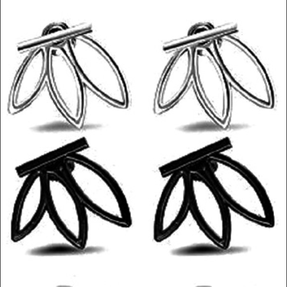 Black & silver lotus flower earrings jackets